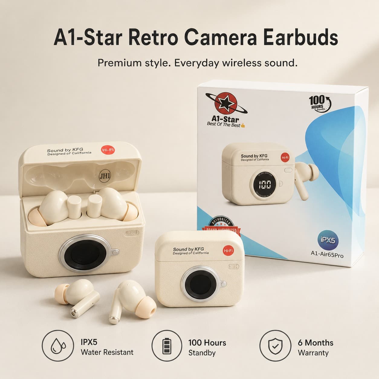 A1 Star Retro Camera Earbuds