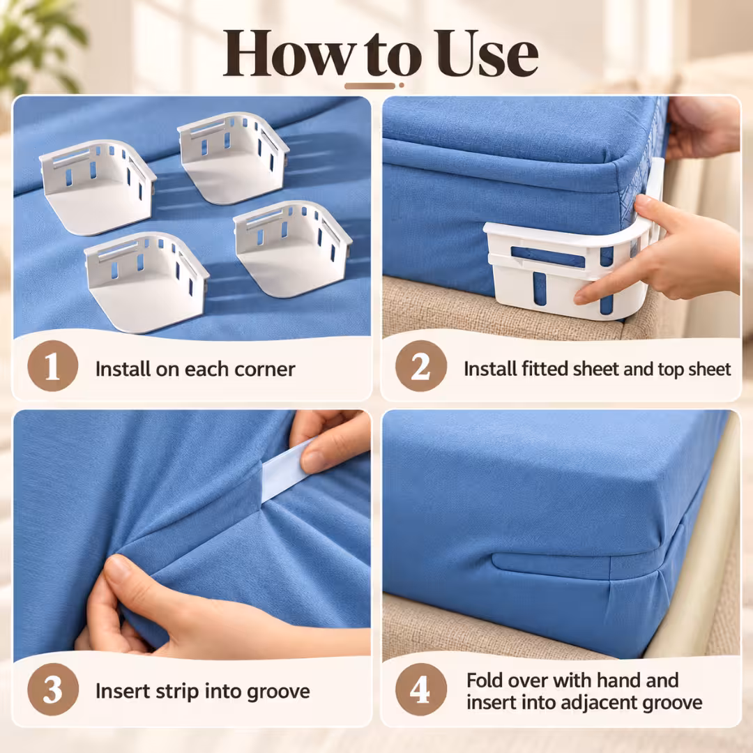Adjustable Bed Sheet Holder With Anti-slip Clips 4
