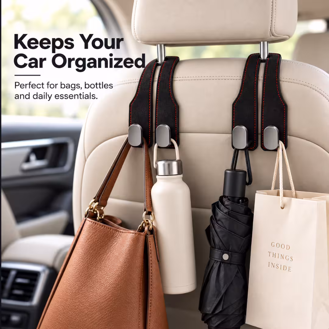 Faux Suede Car Storage Holder in use