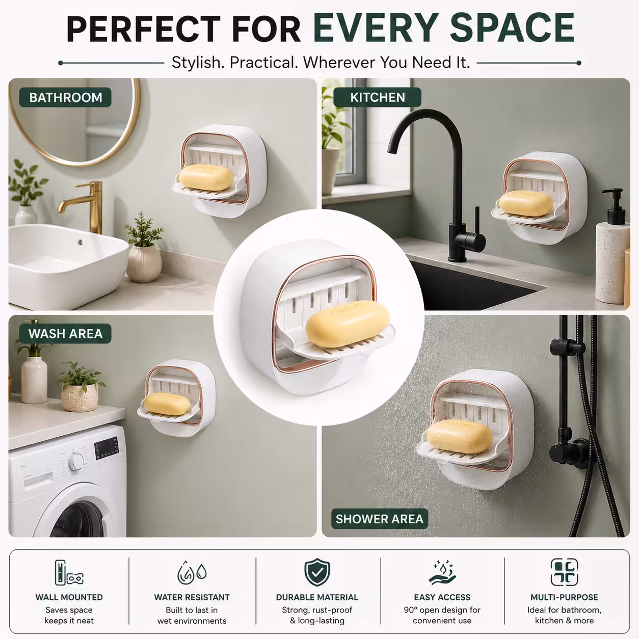 Wall-mounted Soap Holder Boxes in use